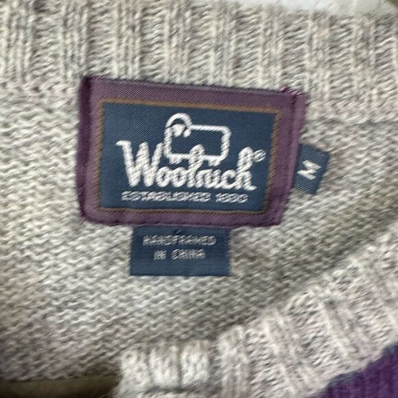 Vtg Woolrich‎ Gray Heather 100% Wool Cardigan Winter Theme Women’s Sz M Grandma - Picture 2 of 6